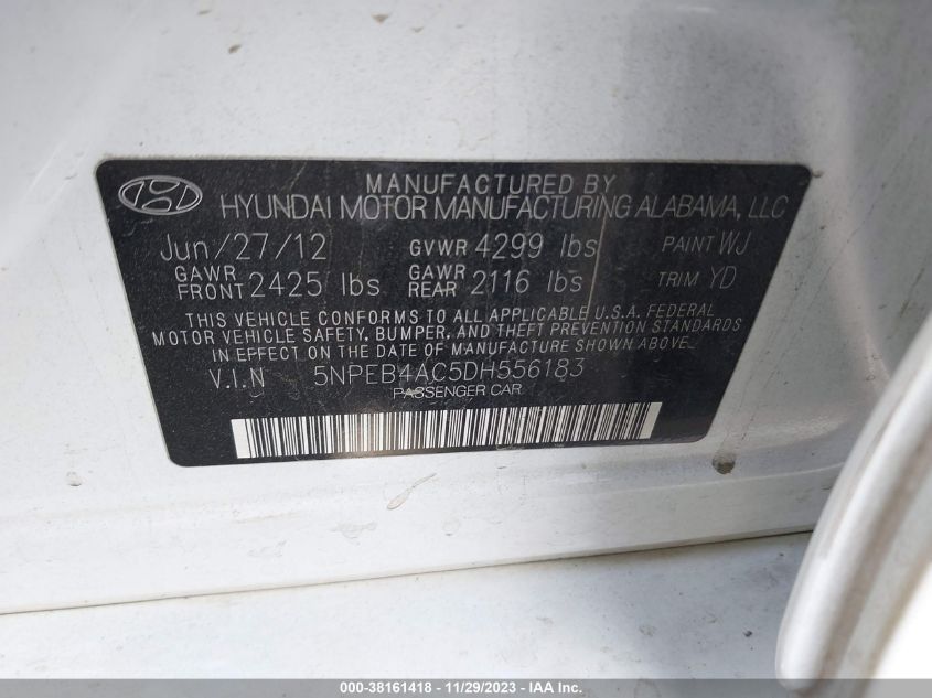 2013 HYUNDAI SONATA GLS - 5NPEB4AC5DH556183