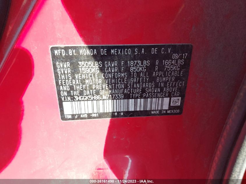 2018 HONDA FIT EX/EXL - 3HGGK5H86JM717339
