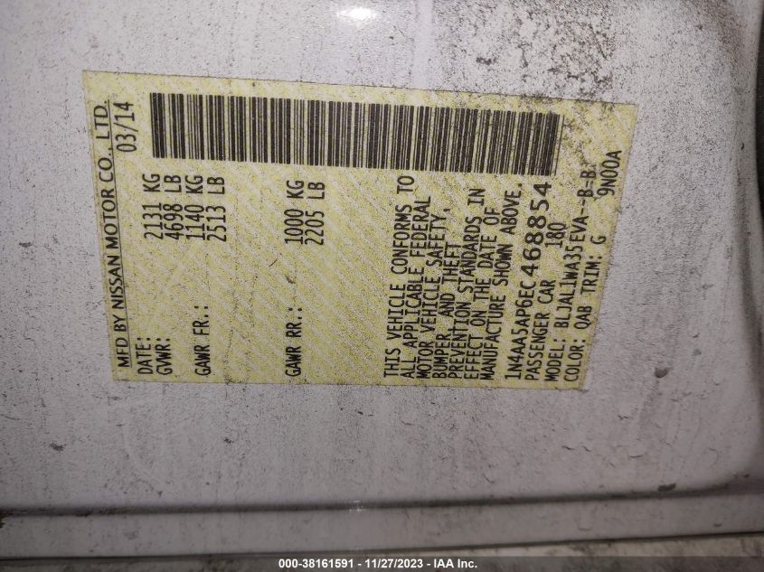 2014 NISSAN MAXIMA 3.5 SV - 1N4AA5AP6EC468854