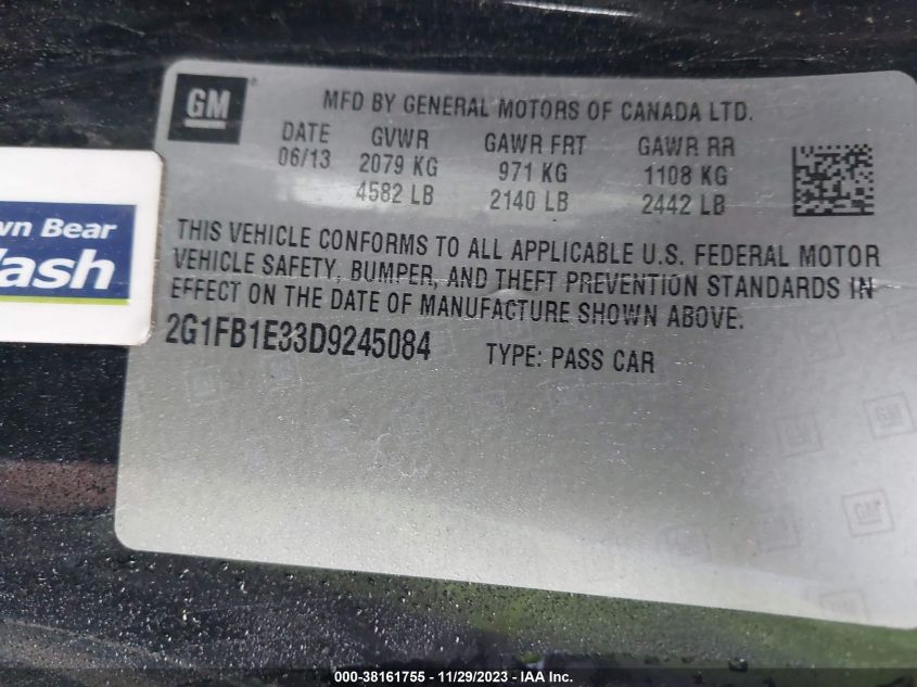 2013 CHEVROLET CAMARO 1LT - 2G1FB1E33D9245084