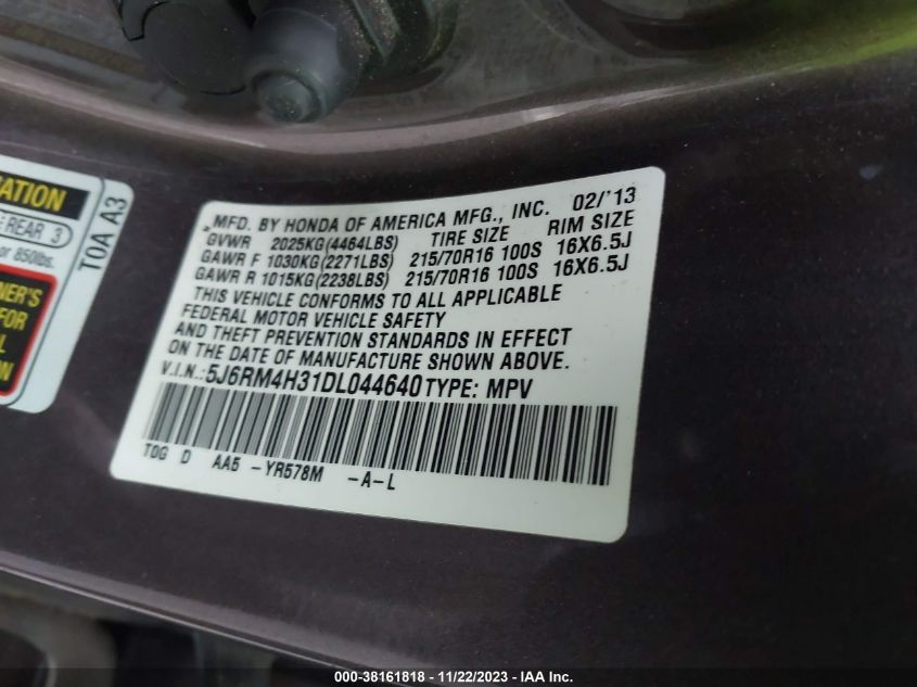 2013 HONDA CR-V LX - 5J6RM4H31DL044640