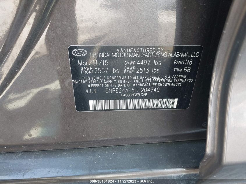 2015 HYUNDAI SONATA SE - 5NPE24AF5FH204749
