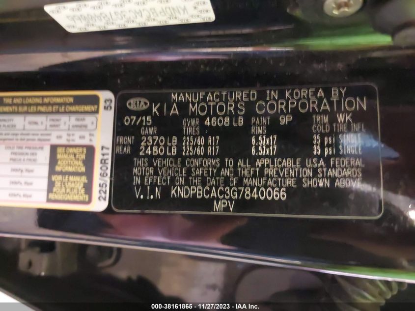 2016 KIA SPORTAGE LX - KNDPBCAC3G7840066