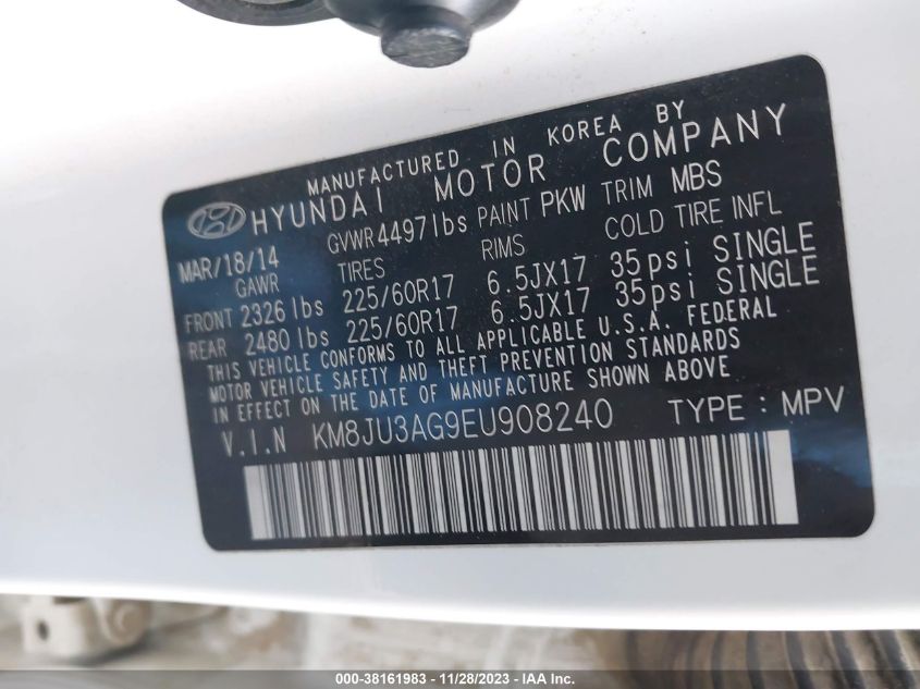 2014 HYUNDAI TUCSON SE - KM8JU3AG9EU908240