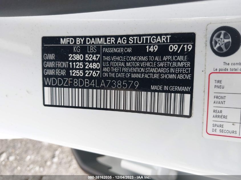 2020 MERCEDES-BENZ E 350 - WDDZF8DB4LA738579