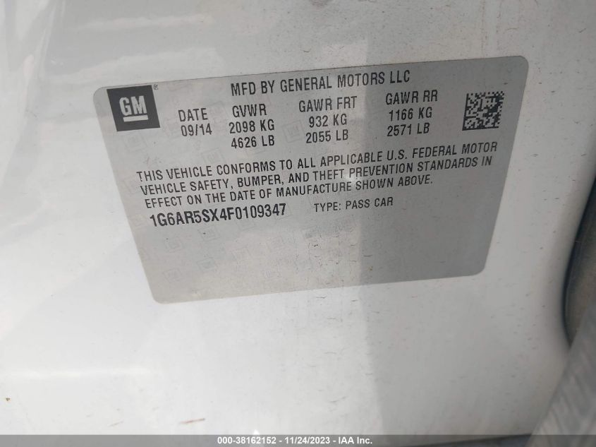 2015 CADILLAC CTS LUXURY - 1G6AR5SX4F0109347