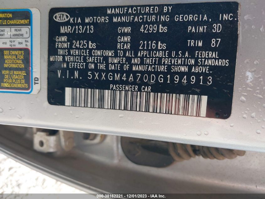 2013 KIA OPTIMA LX - 5XXGM4A70DG194913