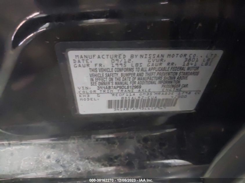 2013 NISSAN SENTRA SR - 3N1AB7AP9DL612969