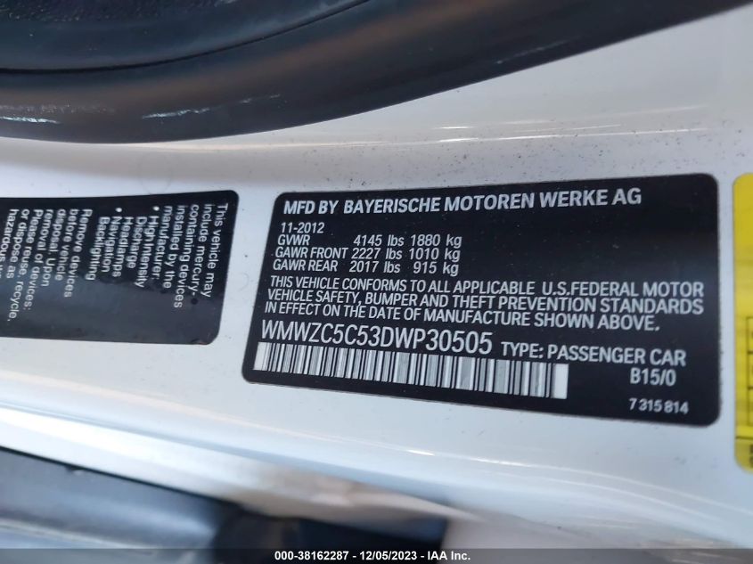 2013 MINI COOPER COUNTRYMAN S ALL4 WMWZC5C53DWP30505