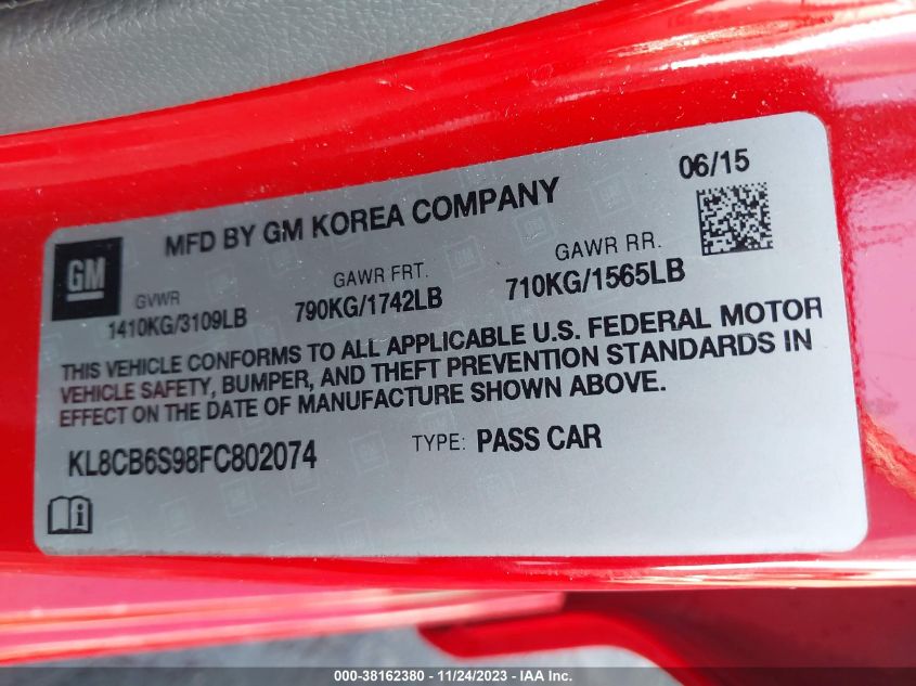 2015 CHEVROLET SPARK LS CVT - KL8CB6S98FT802074