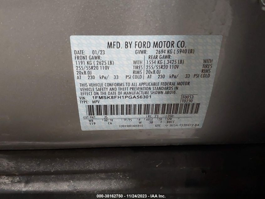 2023 FORD EXPLORER LIMITED - 1FMSK8FH1PGA56301