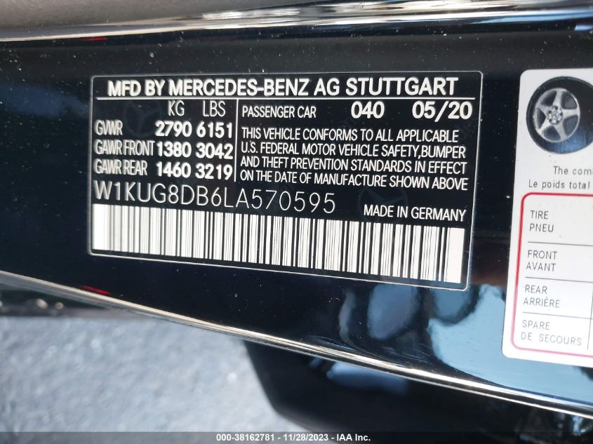 2020 MERCEDES-BENZ S 560 W1KUG8DB6LA570595