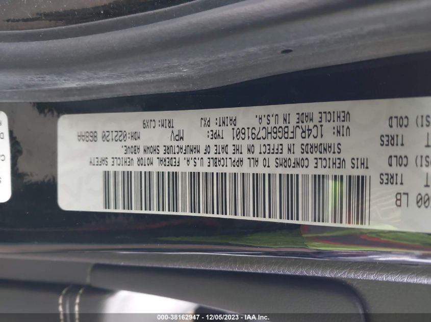 2017 JEEP GRAND CHEROKEE LIMITED - 1C4RJFBG6HC791601