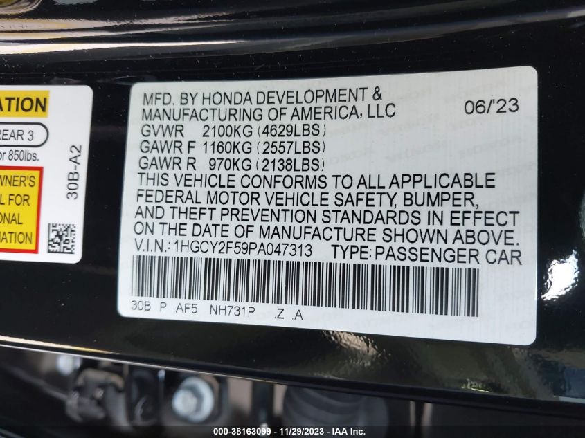 2023 HONDA ACCORD HYBRID SPORT - 1HGCY2F59PA047313