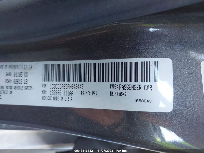 2015 CHRYSLER 200 LIMITED - 1C3CCCAB5FN642445