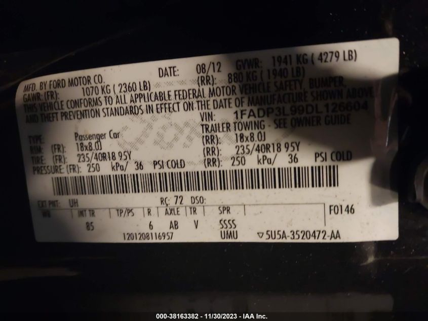 2013 FORD FOCUS ST ST - 1FADP3L99DL126604