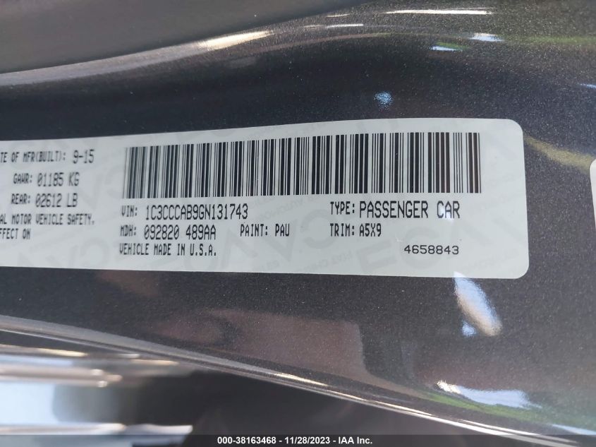 2016 CHRYSLER 200 LIMITED - 1C3CCCAB9GN131743
