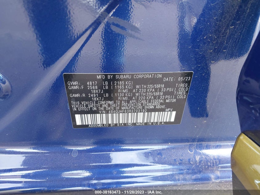 VIN 4S4GUHF63R3703192 2024 SUBARU CROSSTREK SPORT