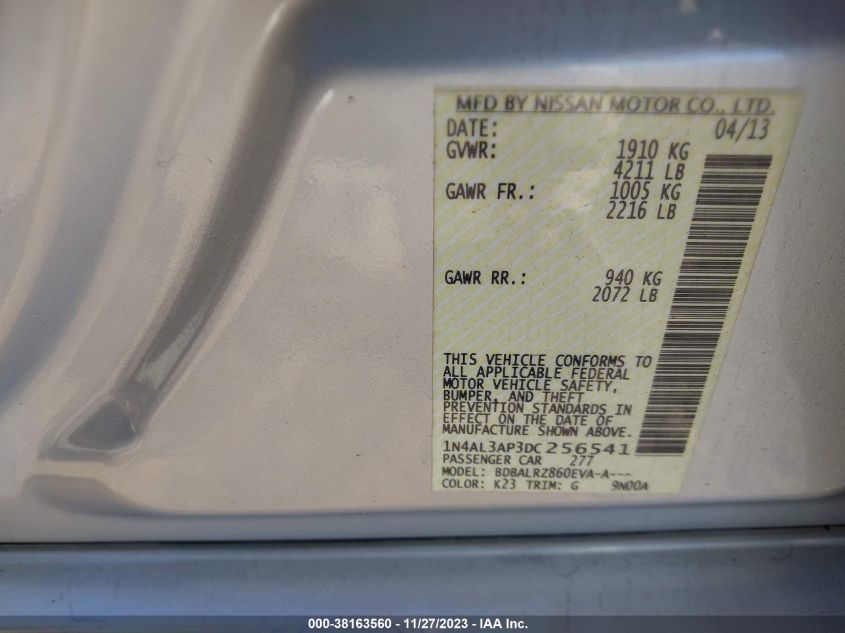 2013 NISSAN ALTIMA 2.5 S - 1N4AL3AP3DC256541