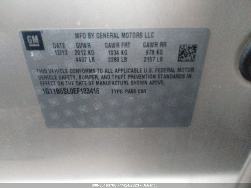 2014 CHEVROLET MALIBU 1LS - 1G11B5SL0EF183416