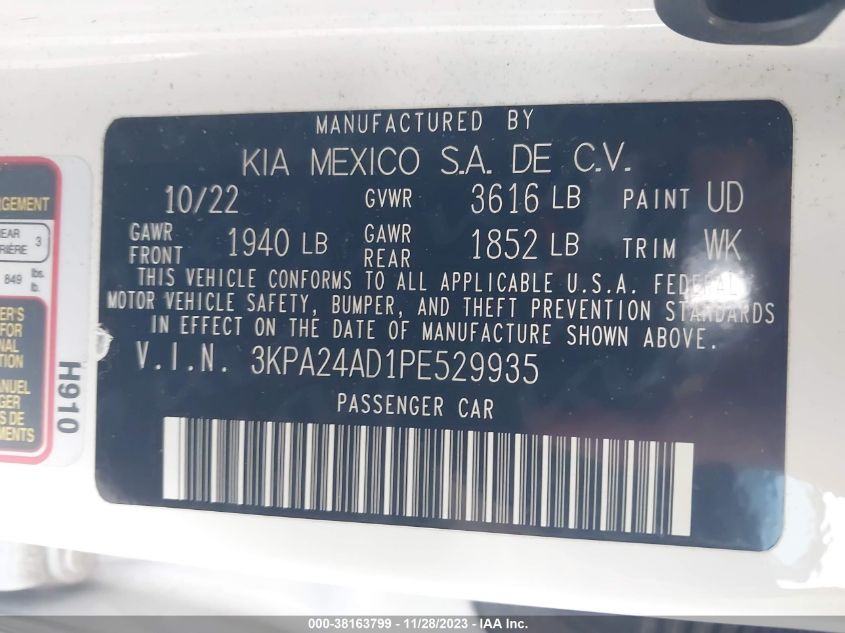 2023 KIA RIO LX/S - 3KPA24AD1PE529935