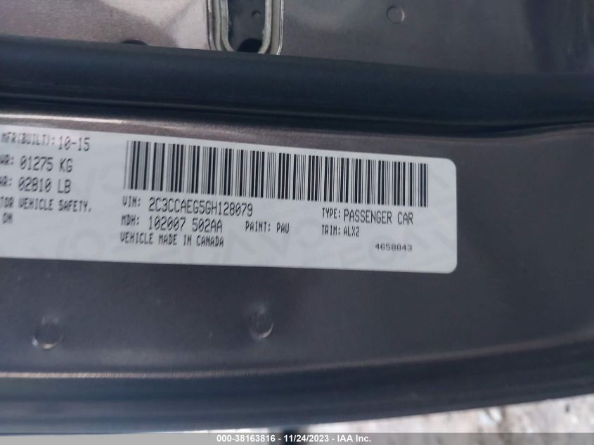 2016 CHRYSLER 300 300C - 2C3CCAEG5GH128079