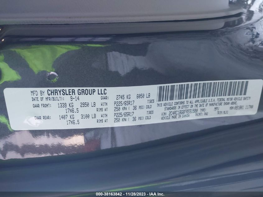 2015 CHRYSLER TOWN  COUNTRY TOURING 2C4RC1BG6FR551580