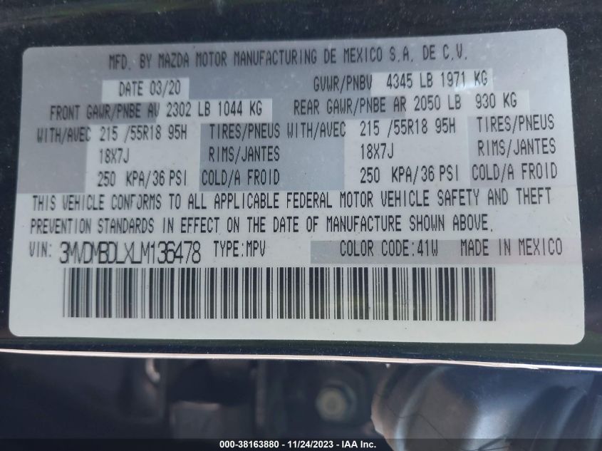 2020 MAZDA CX-30 PREFERRED PACKAGE - 3MVDMBDLXLM136478