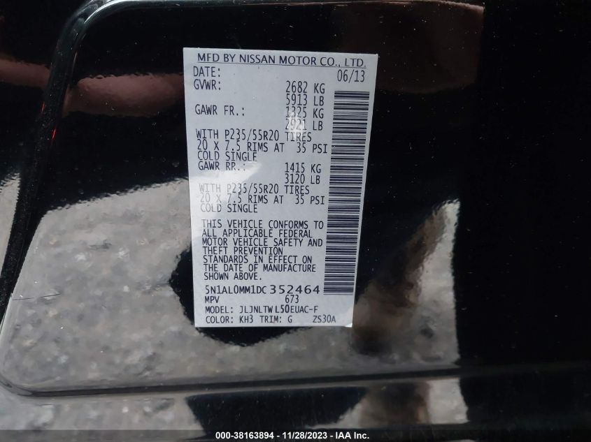 2013 INFINITI JX35 - 5N1AL0MM1DC352464