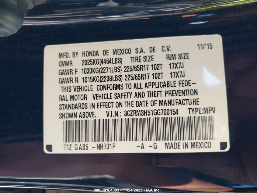 2016 HONDA CR-V EX - 3CZRM3H51GG700154