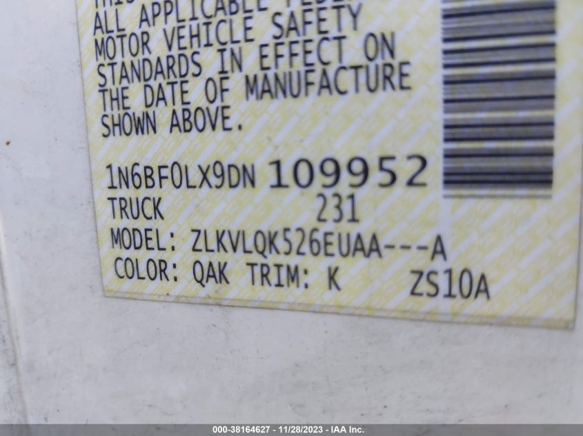 2013 NISSAN NV CARGO NV2500 HD S V6 1N6BF0LX9DN109952