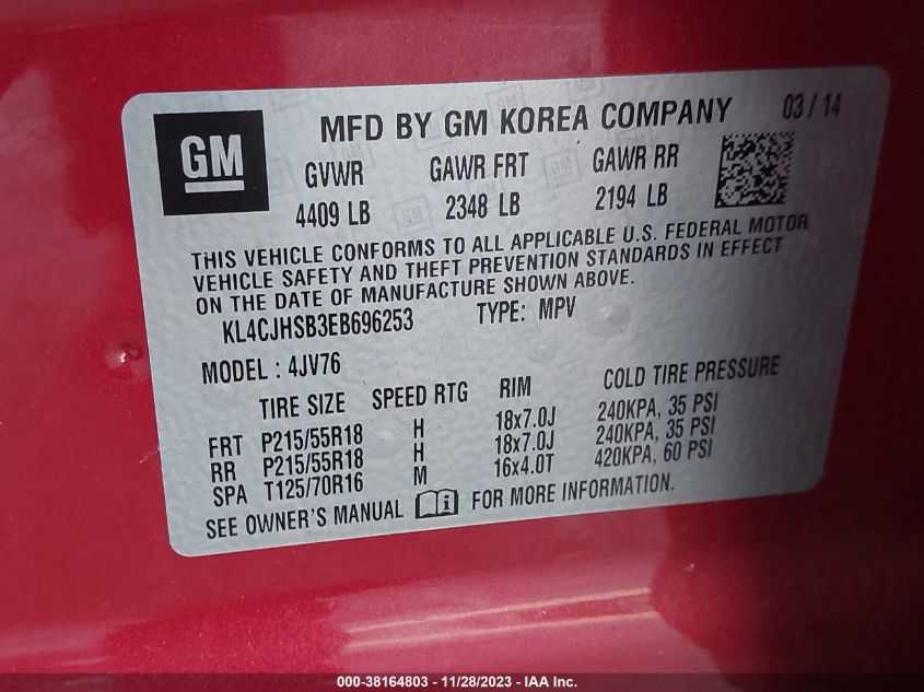 2014 BUICK ENCORE PREMIUM - KL4CJHSB3EB696253
