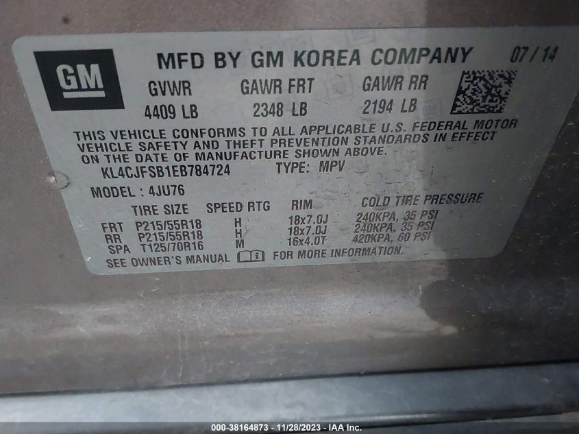 2014 BUICK ENCORE CONVENIENCE - KL4CJFSB1EB784724