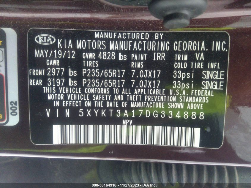 2013 KIA SORENTO LX - 5XYKT3A17DG334888