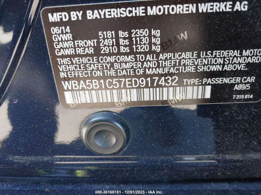 2014 BMW 535I - WBA5B1C57ED917432