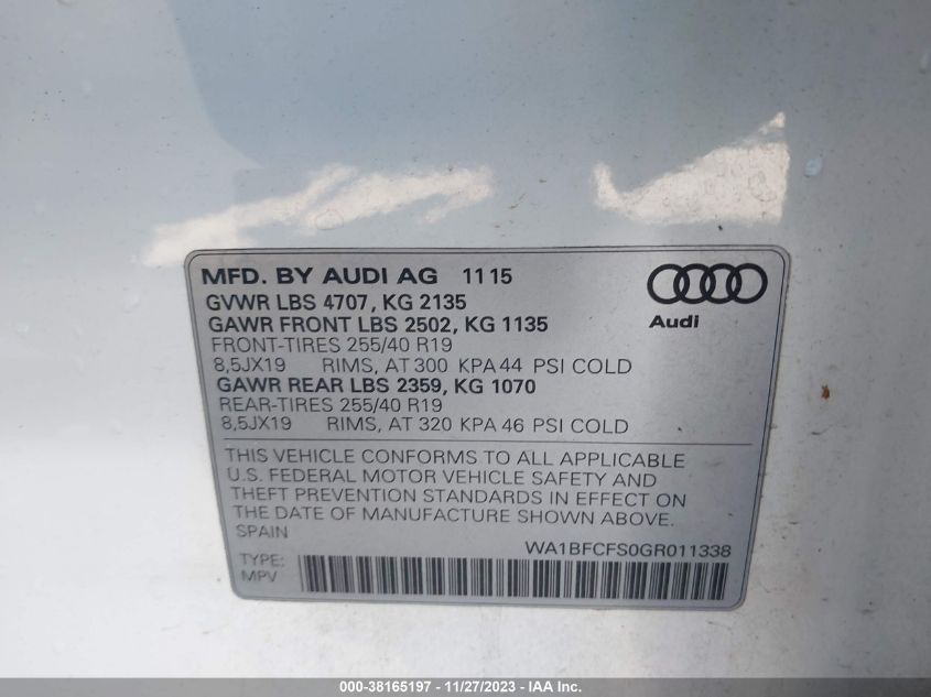 2016 AUDI Q3 2.0T PREMIUM PLUS - WA1BFCFS0GR011338