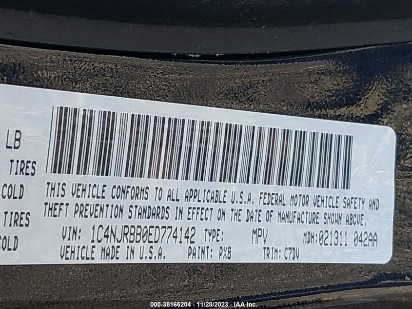 2014 JEEP PATRIOT SPORT - 1C4NJRBB0ED774142