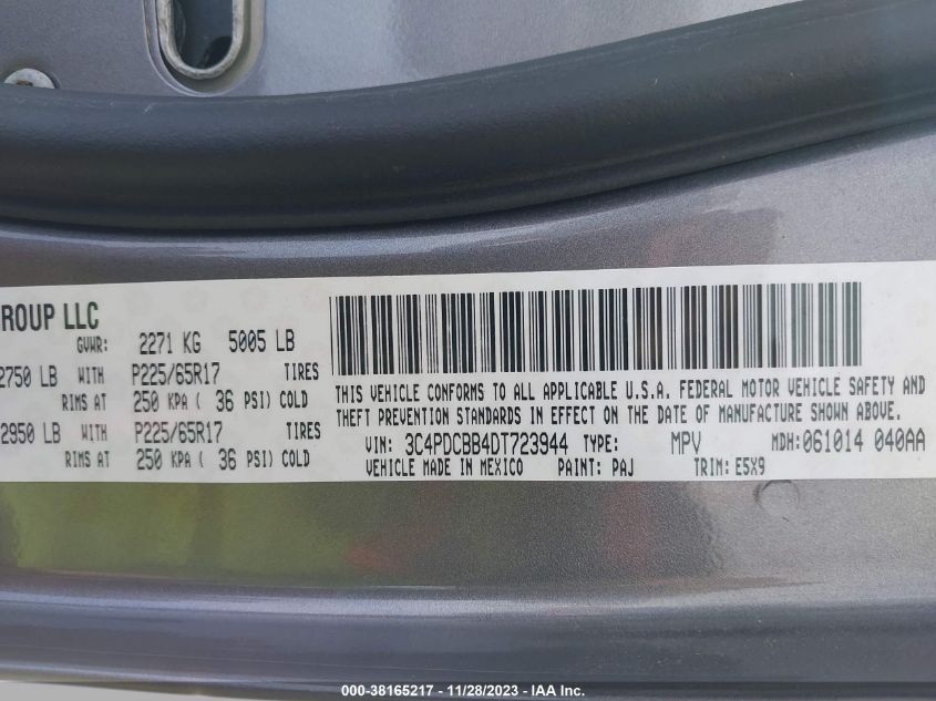 2013 DODGE JOURNEY SXT - 3C4PDCBB4DT723944