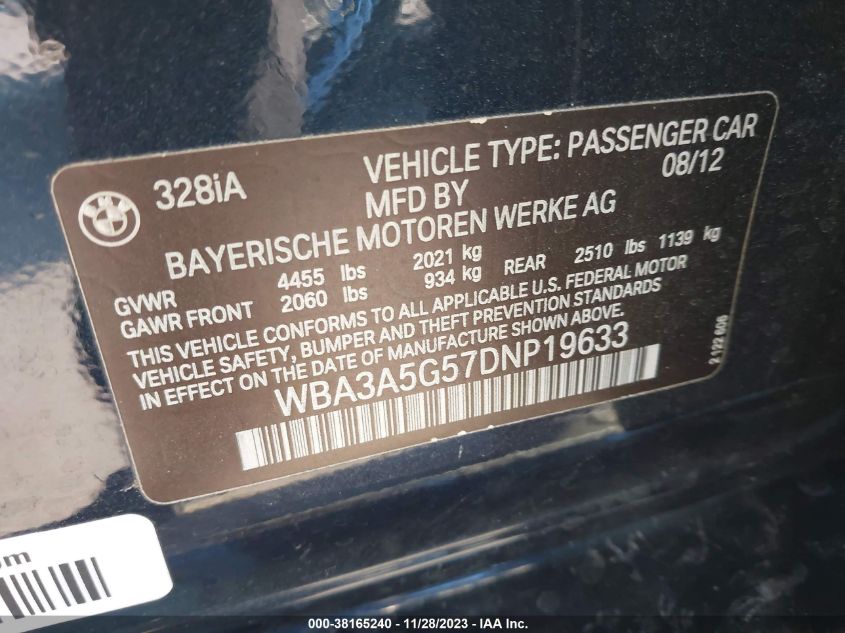2013 BMW 328I - WBA3A5G57DNP19633