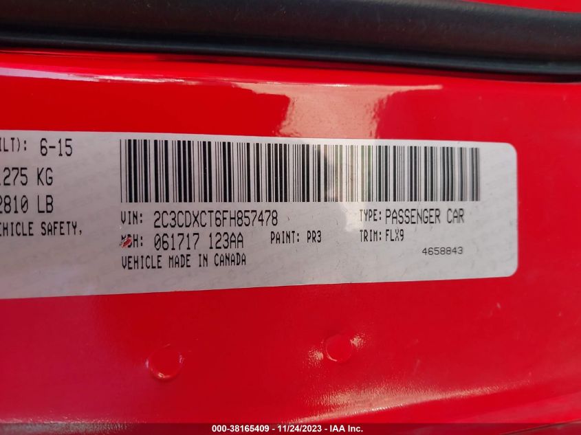 2015 DODGE CHARGER R/T - 2C3CDXCT6FH857478