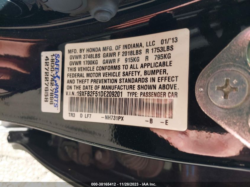 2013 HONDA CIVIC LX - 19XFB2F51DE209201