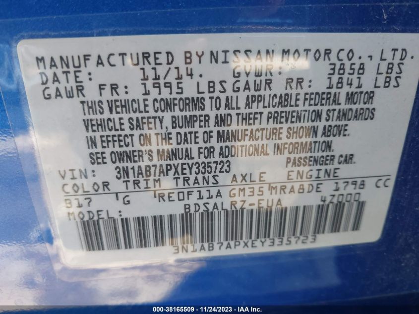 2014 NISSAN SENTRA SR - 3N1AB7APXEY335723