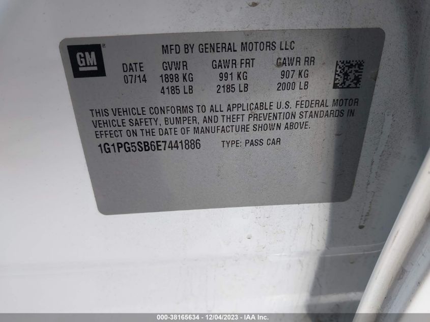 2014 CHEVROLET CRUZE LTZ - 1G1PG5SB6E7441886