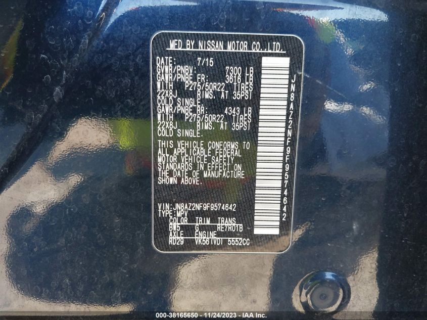 2015 INFINITI QX80 - JN8AZ2NF9F9574642