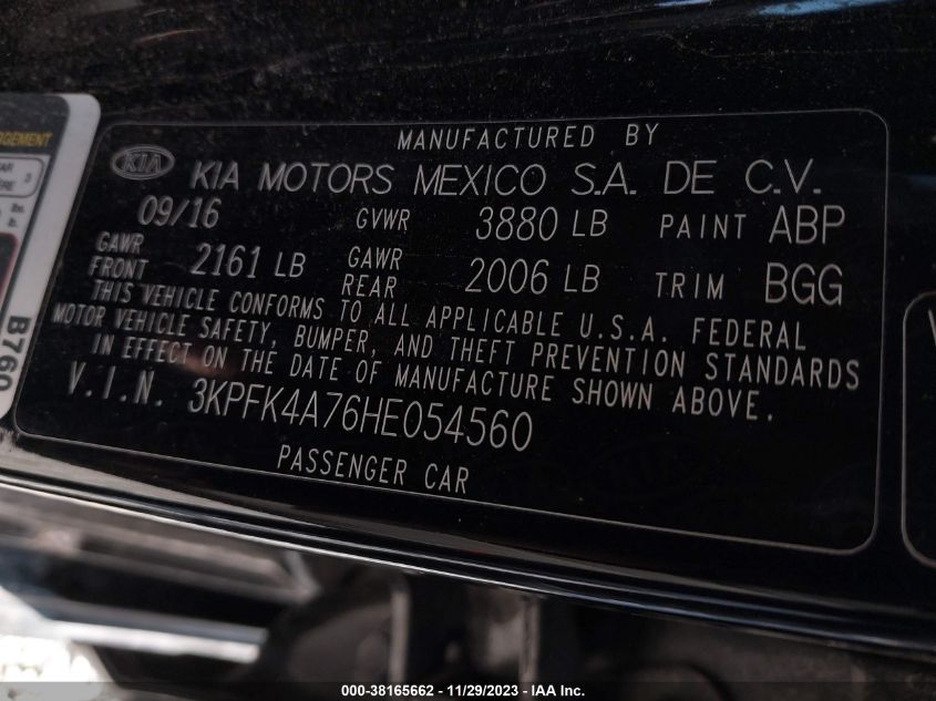 2017 KIA FORTE LX - 3KPFK4A76HE054560