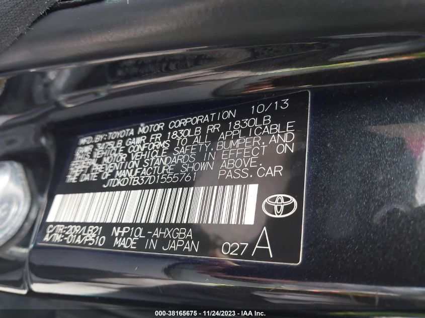 2013 TOYOTA PRIUS C FOUR - JTDKDTB37D1555761