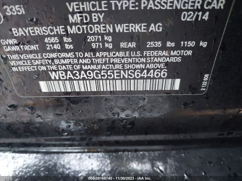 2014 BMW 335I - WBA3A9G55ENS64466
