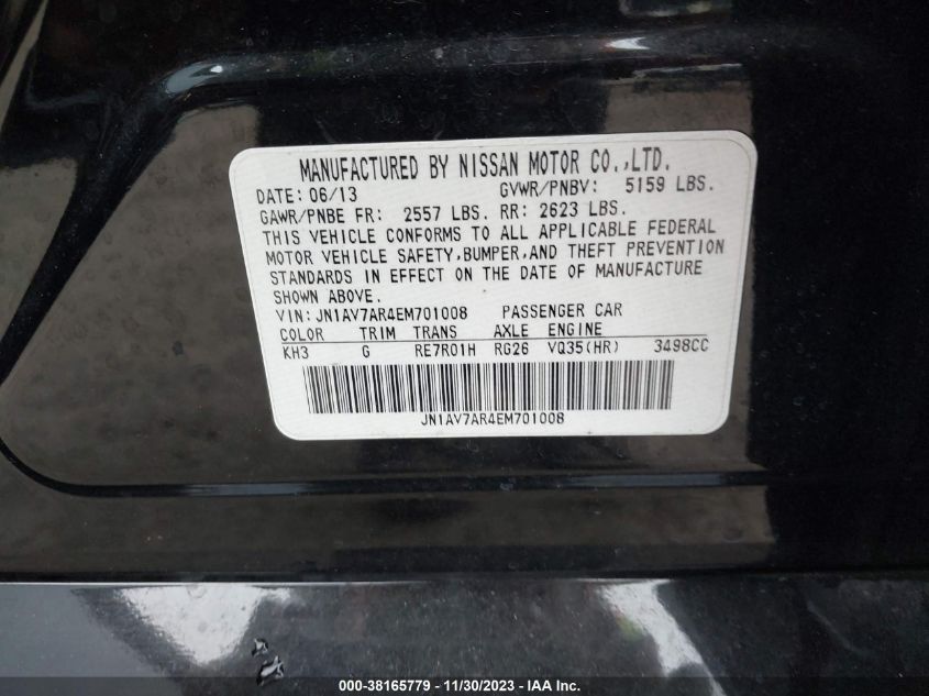 2014 INFINITI Q50 HYBRID SPORT JN1AV7AR4EM701008
