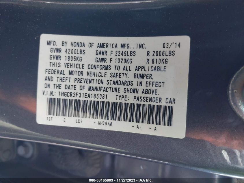 2014 HONDA ACCORD LX - 1HGCR2F31EA185081
