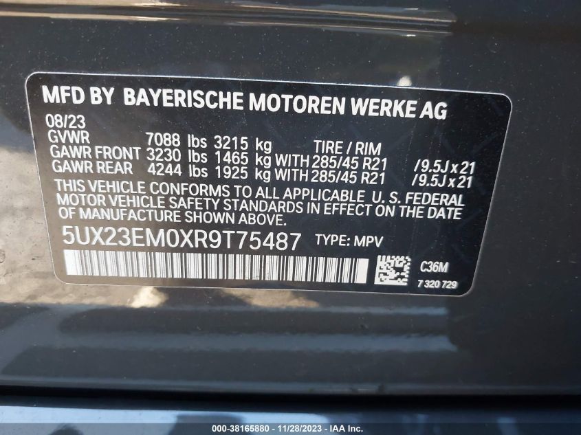 2024 BMW X7 XDRIVE40I - 5UX23EM0XR9T75487